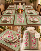 Hand Block Printed Table Runner & Placemat Set