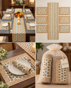 Hand Block Printed Table Runner & Placemat Set